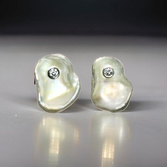 Diamond Fresh Water Pearl Cufflinks 14k Gold 0.45 TCW Designer Certified $2,490 - Picture 9 of 14